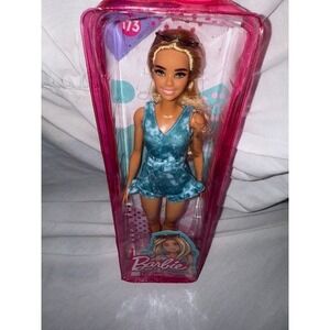 Barbie Doll #173 Blonde Hair Blue Romper Sunglasses New in Box‎